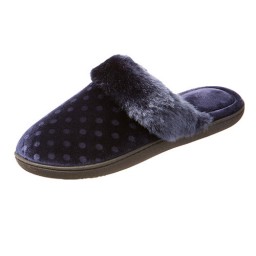 Isotoner Polka Dot Velour Stacie Clog - Navy Blue