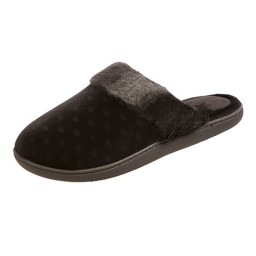 Isotoner Polka Dot Velour Stacie Clog - Black