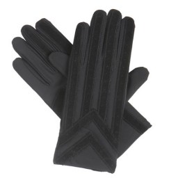 Isotoner Spandex Gloves W/Suede Palm Strips - Black