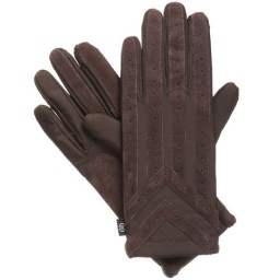 Isotoner Spandex Gloves W/Suede Palm Strips - Brown