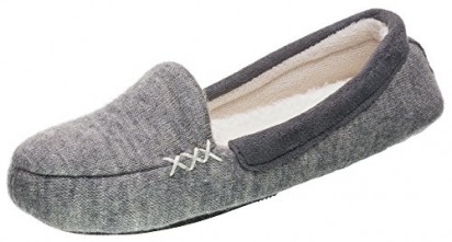 Isotoner Microsuede & Heather Knit Marisol Moc - Heather Grey