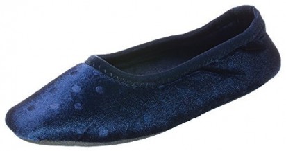 Isotoner Polka Dot Velour Stacie Ballerina - Navy Blue