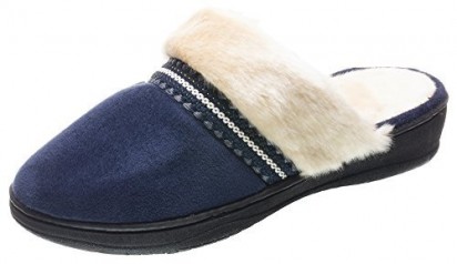 Isotoner Microsuede Joey Clog W/Trim - Navy Blue
