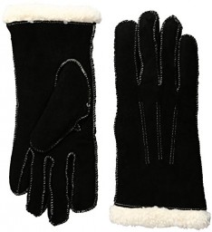 Isotoner Suede Glove W/Mocassin Stitching - Black