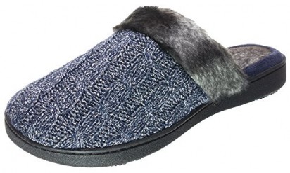 Isotoner Lurex Cable Knit/Fairisle Knit Erin Clog - Navy Blue