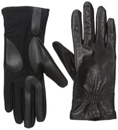 Isotoner Smartouch® Stretch Leather Glove W/Side Zipper - Black