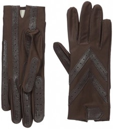 Isotoner Spandex Shortie Gloves With Leather Palm Strips - Brown
