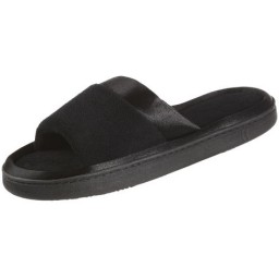 Isotoner Microterry Satin Trimmed Slide - Black