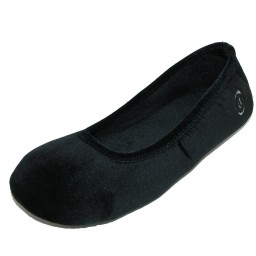 Isotoner Stretch Velour Signature Sonya Ballerina - Black