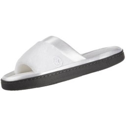 Isotoner Microterry Satin Trimmed Slide - White