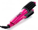 Flat Iron Hair Straightener + Hot Brush - Tourmaline Plates, Ionic Barrel - Dual Heated, Instant Heat & Easy Temperate Control Pink