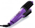 Flat Iron Hair Straightener + Hot Brush - Tourmaline Plates, Ionic Barrel - Dual Heated, Instant Heat & Easy Temperate Control Purple