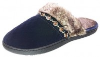 Isotoner Diamond Quilted Velour Mildred Clog - Navy Blue