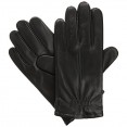 Isotoner Leather Glove W/Partial Back Gather (Ultra Plush) - Black