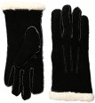 Isotoner Suede Glove W/Mocassin Stitching - Black