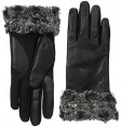 Isotoner Leather Glove W/Fur Spill (Fleece) - Black