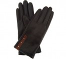 Isotoner Leather Glove W/Covered Stud Detail (Fleece) - Black