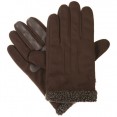 Isotoner Brshd Mcrofbr Smartouch® Gloves W/Brbr Cuff (Thermaflex™) - Brown