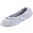 Isotoner Embroidered Terry Ballerina Slippers - Heather Grey