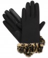 Isotoner Stretch Fleece Gloves With Faux Fur Cuff - Black