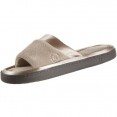 Isotoner Microterry Satin Trimmed Slide - Stone