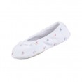 Isotoner Embroidered Terry Ballerina Slippers - White