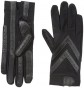 Isotoner Spandex Shortie Gloves With Leather Palm Strips - Black